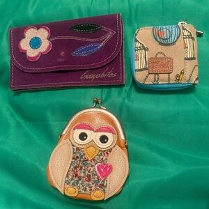Colorful Owl and Floral Wallet Set